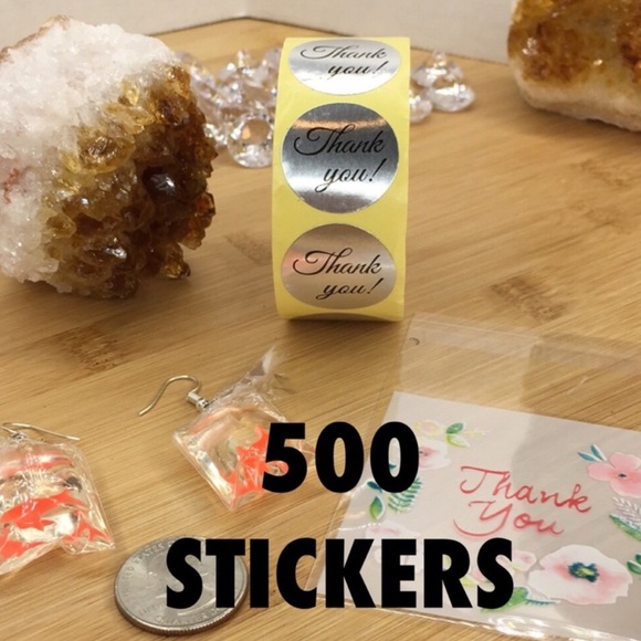 500 Silver Foil Thank You Stickers PRICE IS FIRM - Picture 3 of 6